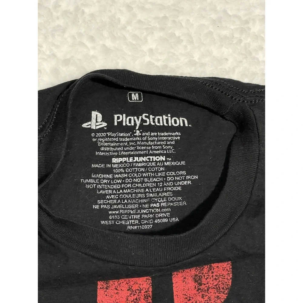 PlayStation Shirt Men's Medium Black Y2K Logo Gamer Graphic Tee‎ Nostalgia Disc
